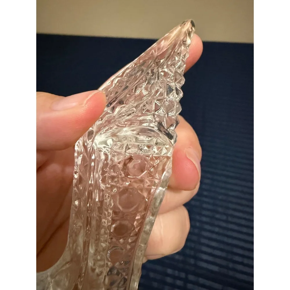 Vintage Clear Pressed Glass Slipper Figurine Cinderella Shoe Ring Holder Decor